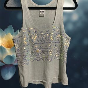 Victoria’s Secret Pink gray sequin Razorback top